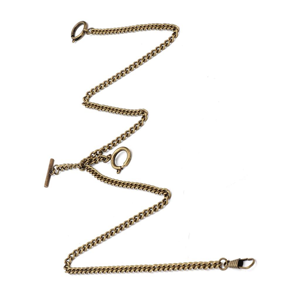 Bronze Vintage Pocket Watch Chain 3 Hook T Bar Classic Antique Present  Vest Chain
