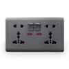 Black Universal International Wall 13A Electrical Global Power Switch Standard 5-pin USB Panel UK Plug