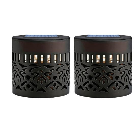 Solar Wall Lamp, Seven Color Changing Projector Light, with Hollow Pattern Design IP65 Waterproof Wall Light, for Outdoor Patio Garden Fence Decor