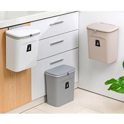 Household Home Trash Can for Kitchen Cabinet Door Wall Mount Waste Rubbish Bin 2.4 Gallon/9L