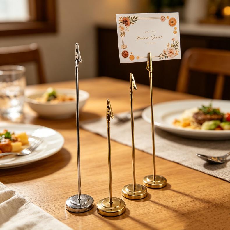 Vertical Menu Holder & Table Card Display Stand with Alligator Clip for Hotels & Restaurants