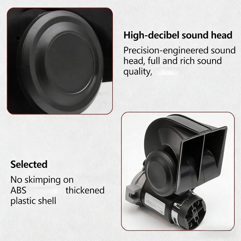 Electrical Loud Air Horn with Easy DIY Setup in Minutes, Waterproof ABS and Alloy Material for 500 Meter Warning Signals
