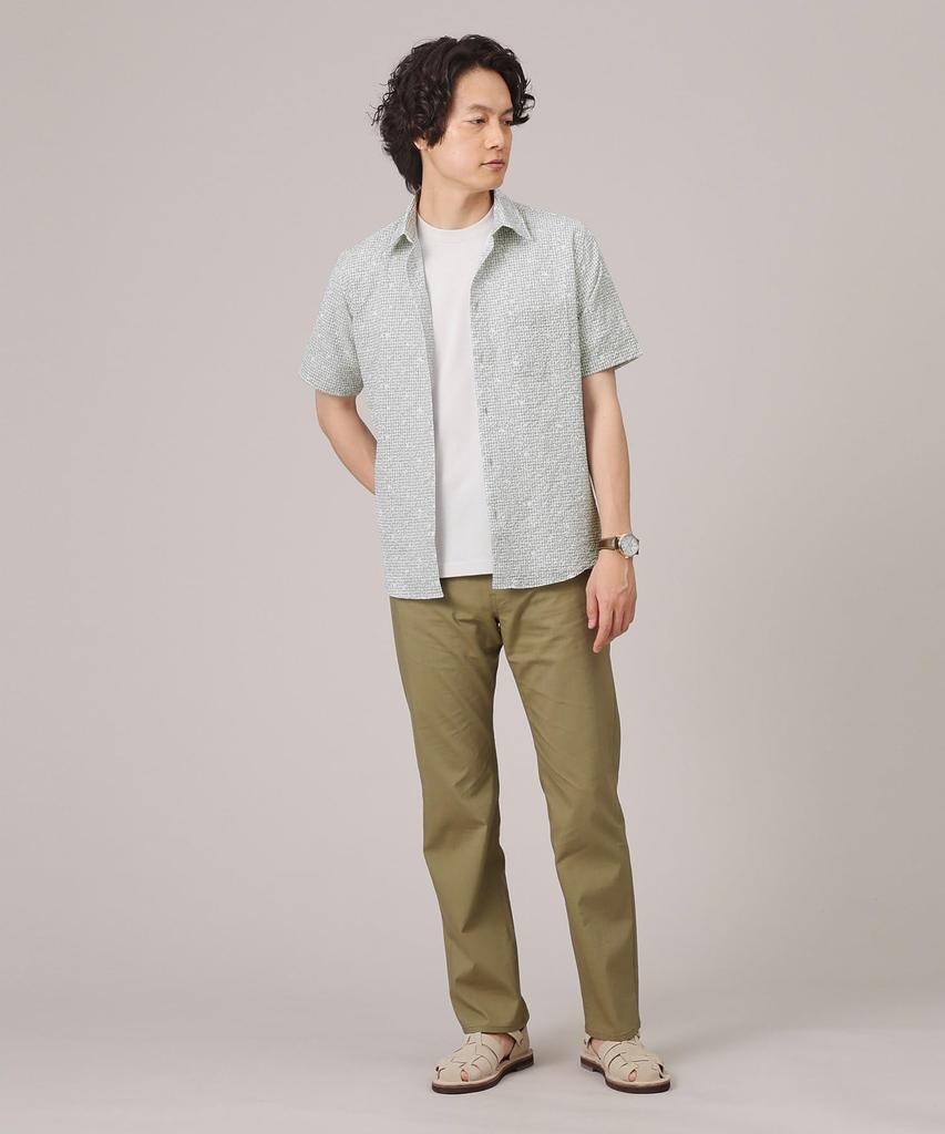 Takeo Kikuchi Men's Ripple Casual Shirt (Solid, Check, Botanical Pattern) 07081511, Red (261) 04 (LL)