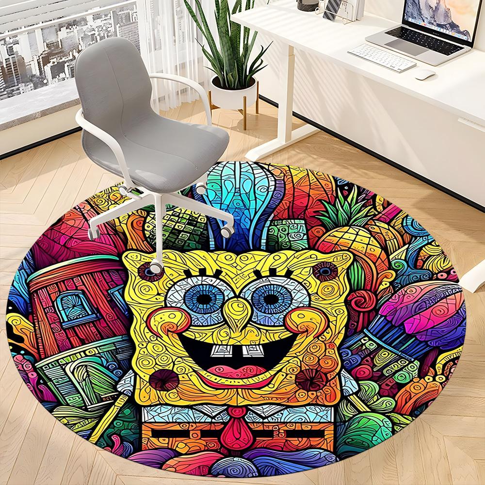 1pc Artwork Office Round Area Rug, Indoor Mat Suitable For Office, Bedroom Living Room Home Decor, Room Deco,  Offic a0928126