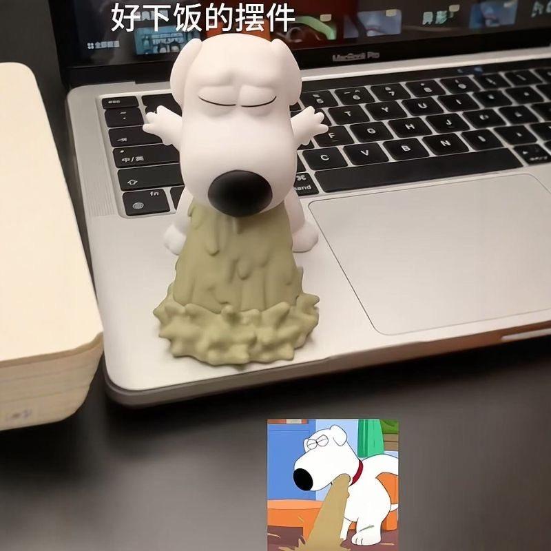 Gag Brian Griffin Vomiting Figurine Family Guy Anime Peripheral Desktop Ornament Trendy Toy Phone Holder Funny Gift For Friends