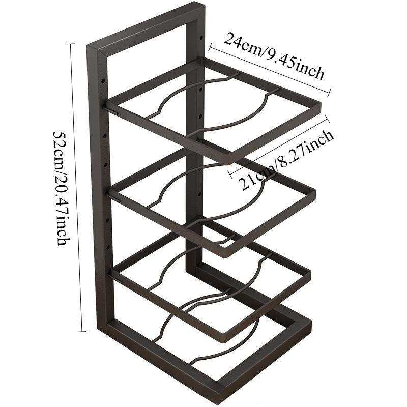 Pot Rack Organizer Under Sink Adjustable Cookware Storage Heavy Duty Space Saving Shelf for Cabinet Kitchen Cookware Holder