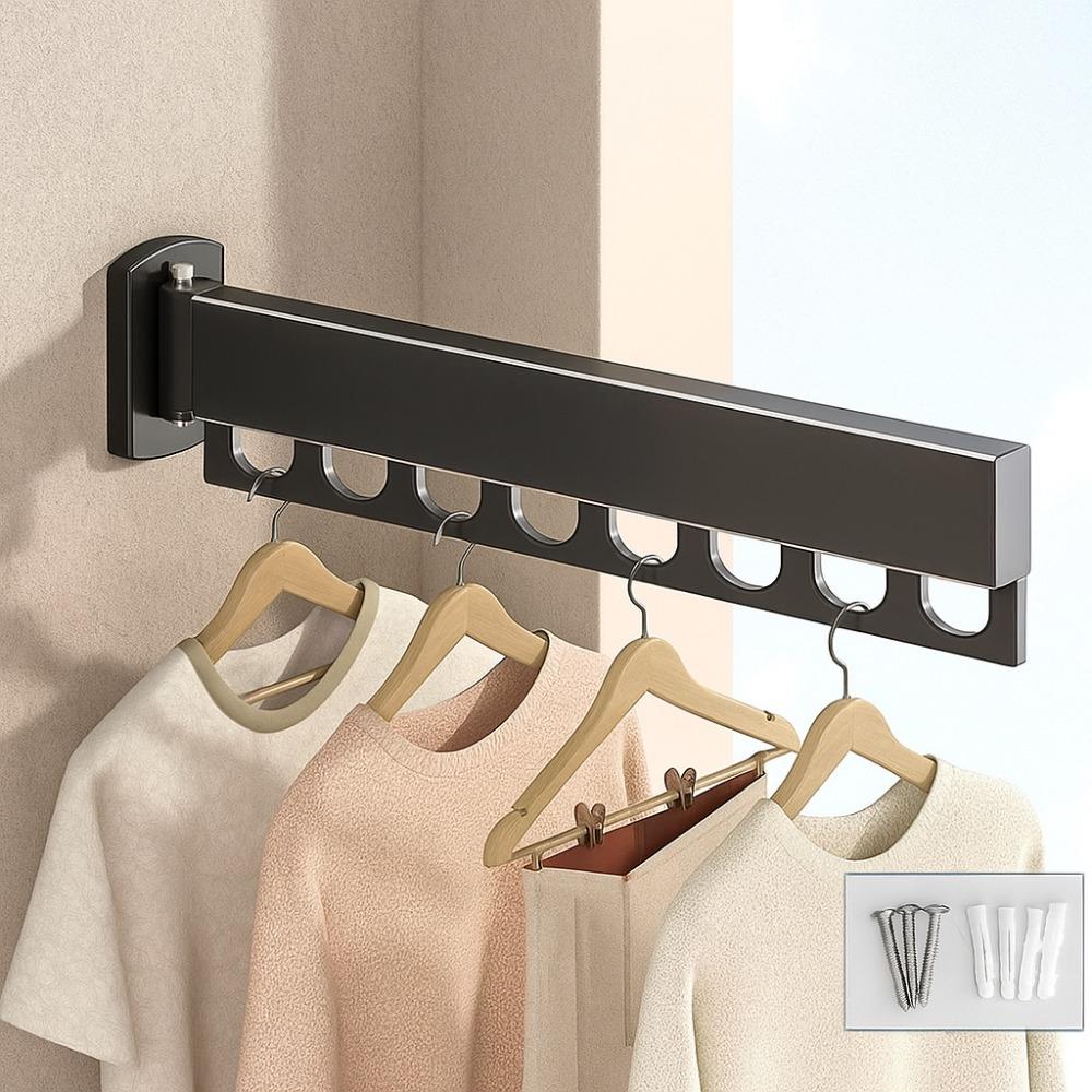 Rust-proof Wall Mount Clothes Hanger Stainless Steel Retractable Clothes Rack  Outdoor