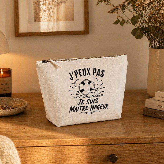 Trousse de toilette - PLANETEE - J’peux pas minimaliste - Beige - 100% coton - 3 L, zip métal