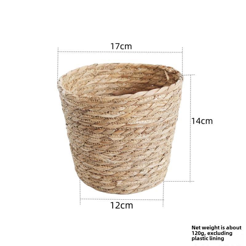 Nordic Woven Bamboo Flower Basket: Straw-style Pot for Flower Arrangement and Desktop Storage Ornaments in Home or Living Room.