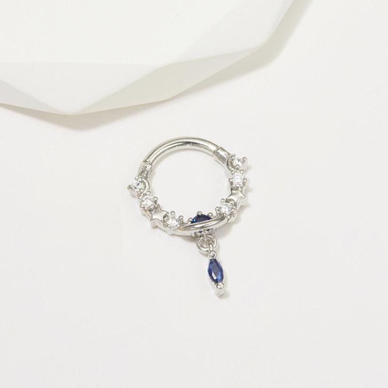 

1Pc Titanium Steel Nose Ring Blue Planet Series Perforated Cartilage Ring Jewelry
