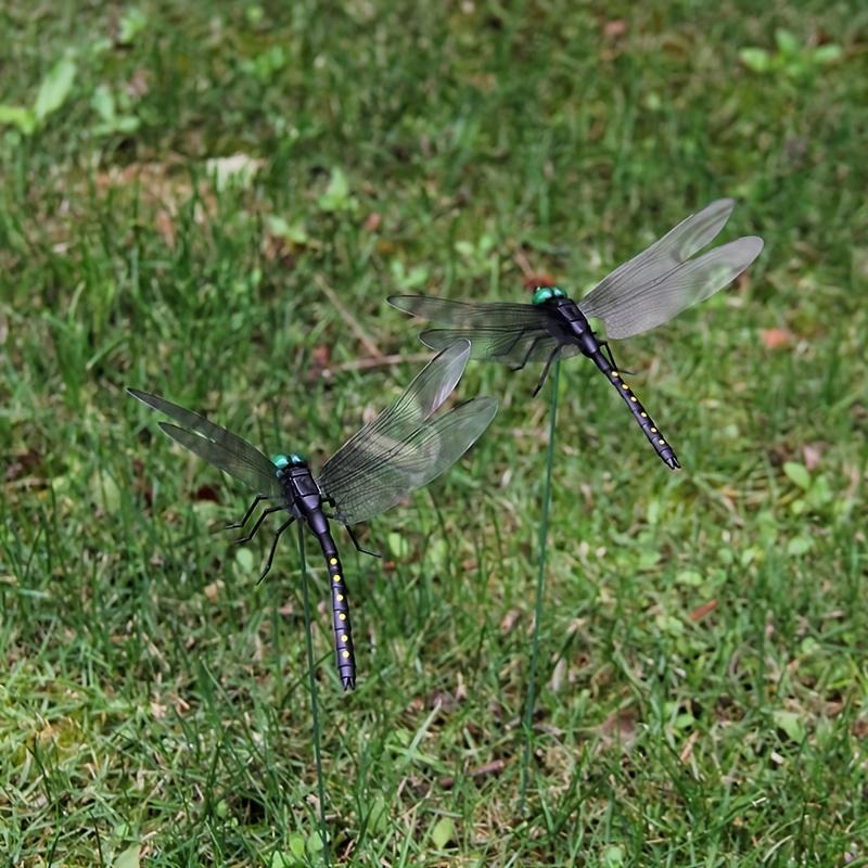 4pcs Dragonfly Garden Stake, Plastic Yard Sign With Stake For Garden Decor, Halloween Decor, Fall Decor, Thanksgiving