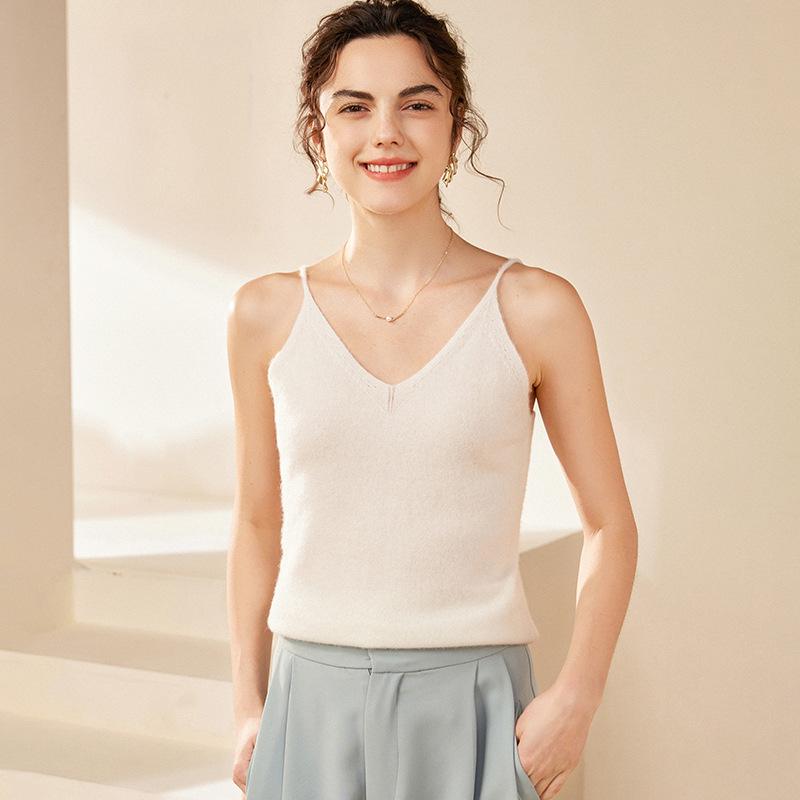100% Pure Cashmere Deep V-Neck Camisole for Women - Soft, Sexy, and Warm Knit Vest