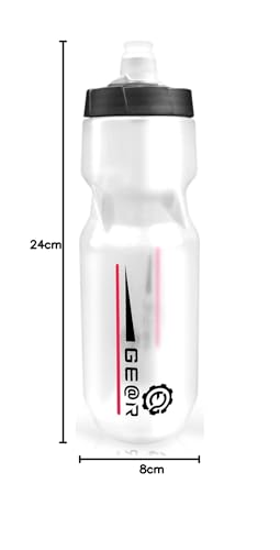 (Geartle) Hydro Clear Cycle Bottle, Clear, Volume Visible, Bicycle, Road Bike, Cycling Bottle, 710ml, 1 Bottle (Clear x Pink)