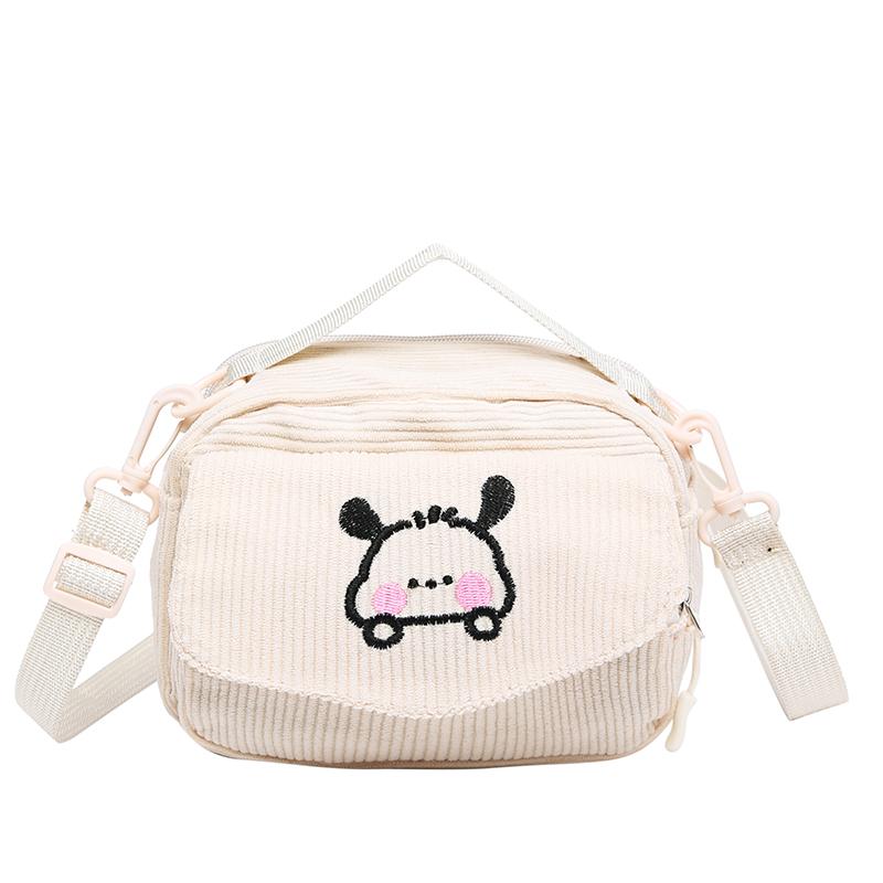 

Fashion Lightweight Small Corduroy Crossbody Bags Girls Soft Casual Cellphone Messenger Purse Cute Embroidery Handbags for Gift
