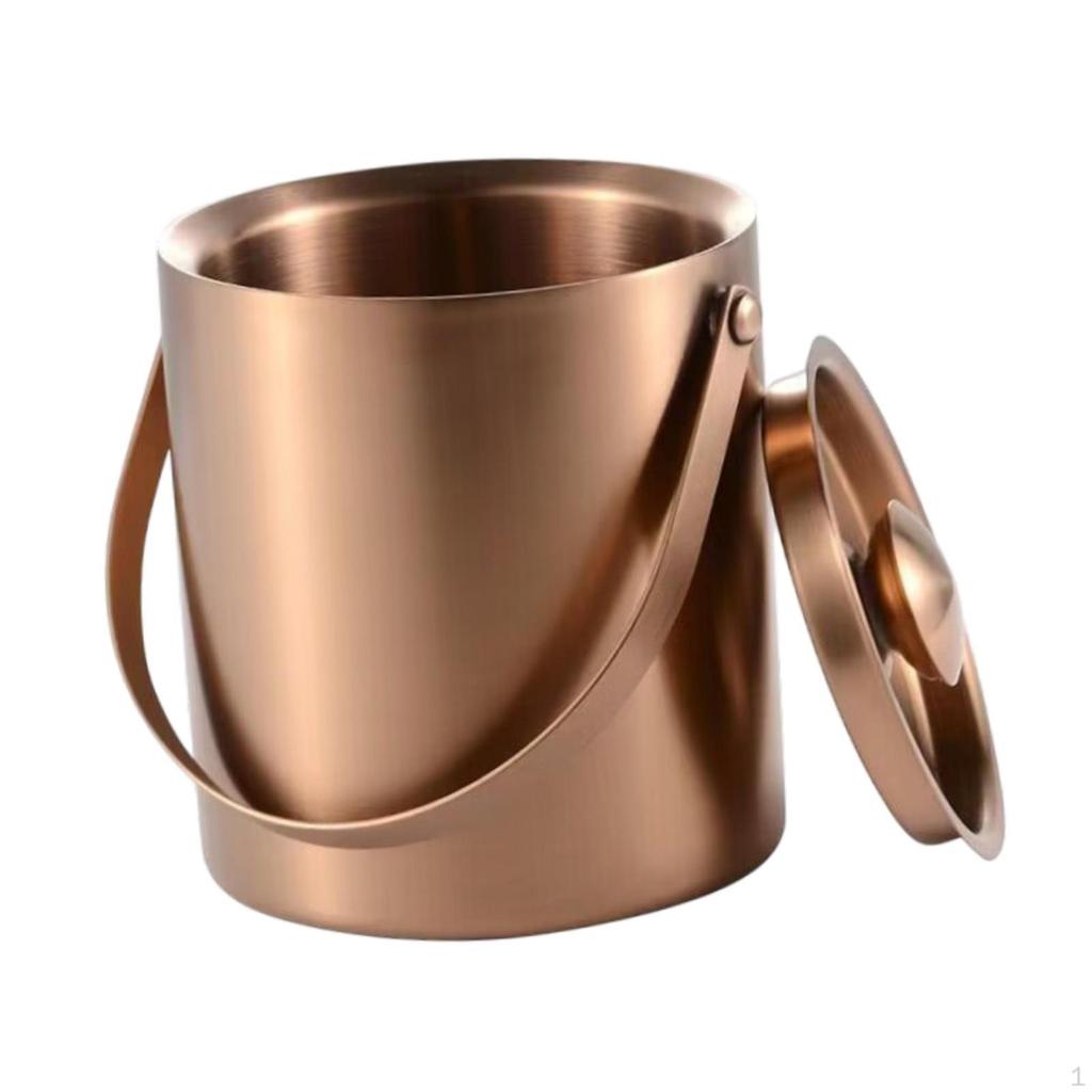 Double Wall Ice Bucket Beverage Chilling Container Keeps Cold and Dry with Lid Champagne Cooling