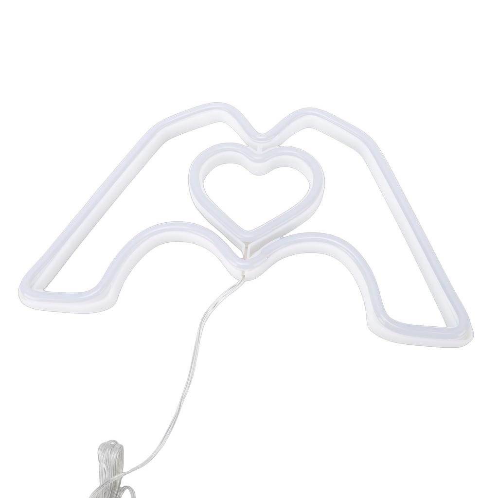 Heart Hands Neon Sign Red White Loghting Battery Operated Love Finger Neon Light for Room Decoration