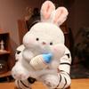 Cute Little White Rabbit Plush Toy Doll Large Sitting Bottle Rabbit Cloth Doll Girl Bed Throw Pillow