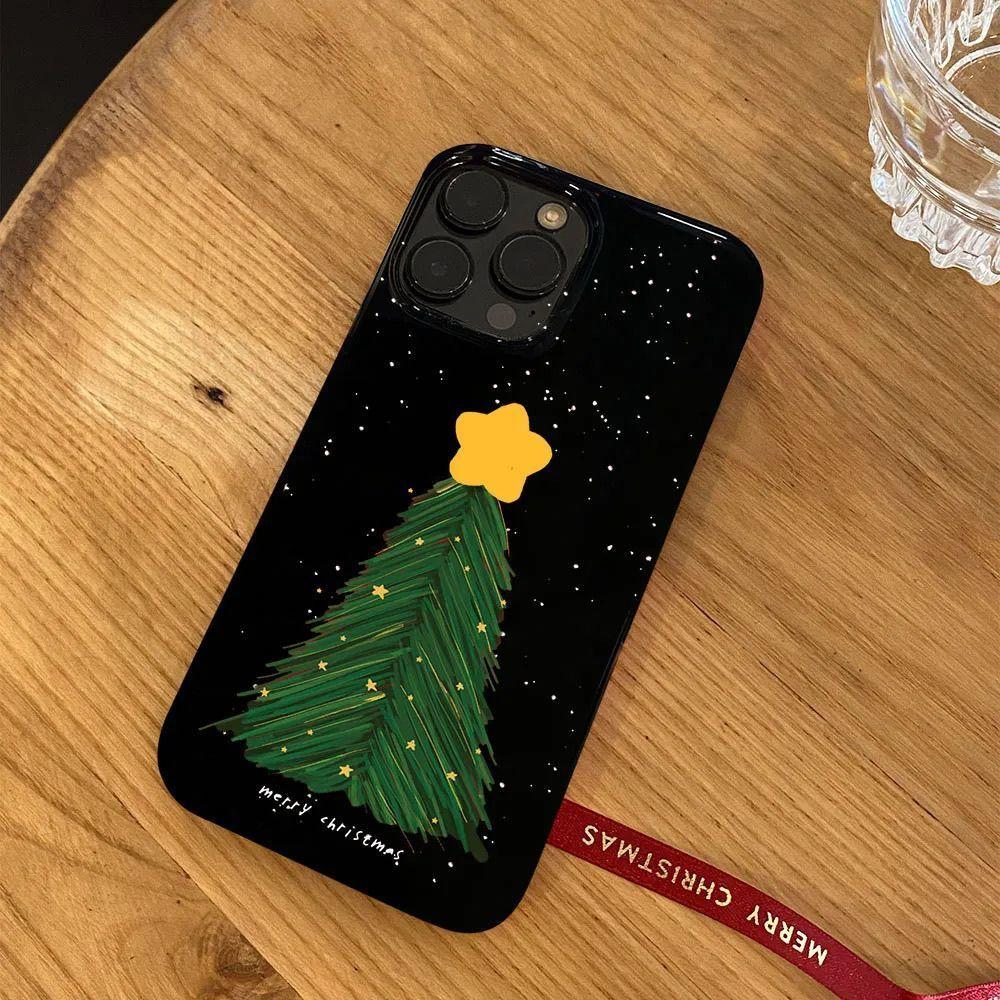 

INS Fashion Niche Christmas Tree Snowflakes Couple Phone Case For iPhone17 Promax Air 16 15 14 12 13 11Pro Plus Anti Fall Cover iPhone XS