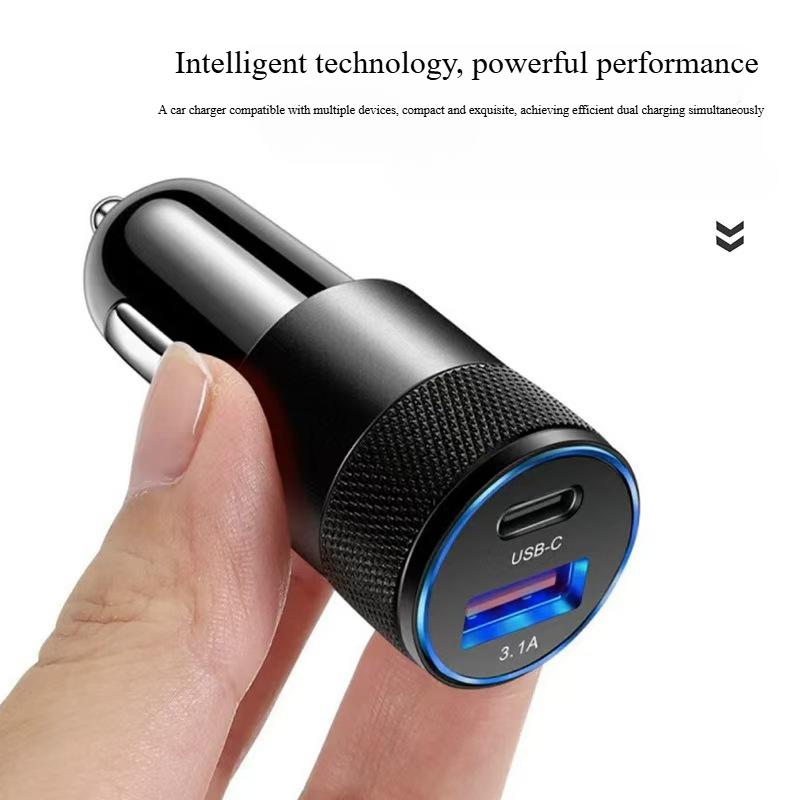 Mini Metal Car Charger 15W Fast Charging Intelligent USB+PD Interface for Vehicles Car USB Adapter Fast Super Car Charger
