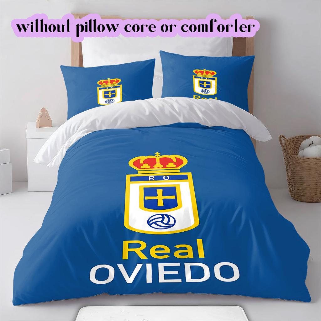 Biancheria da letto con motivo Real Oviedo, Set piumone Copripiumino Federa Regalo di Compleanno per la Casa (1*copripiumino+2*federe,senza imbottitura)