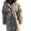 Women S Casual Waist Cinched Long Thick Warm Puffer Cotton Coat Brown