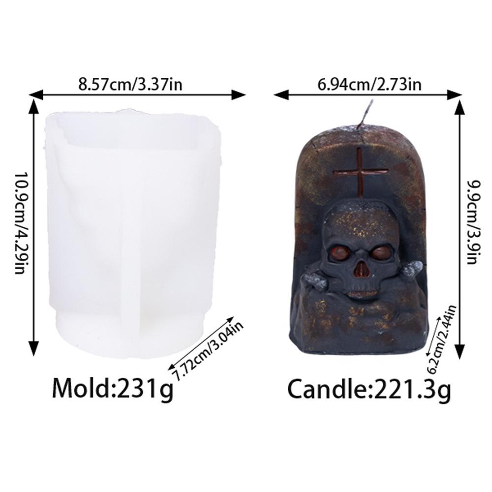 3D Skull Candle Silicone Mold DIY Tombstone Fist Shaped Skeleton Gypsum Resin Mold Halloween Party Atmosphere Decoration