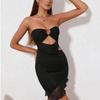 Mesh dress, summer new slim-fitting sexy backless tube top short dress