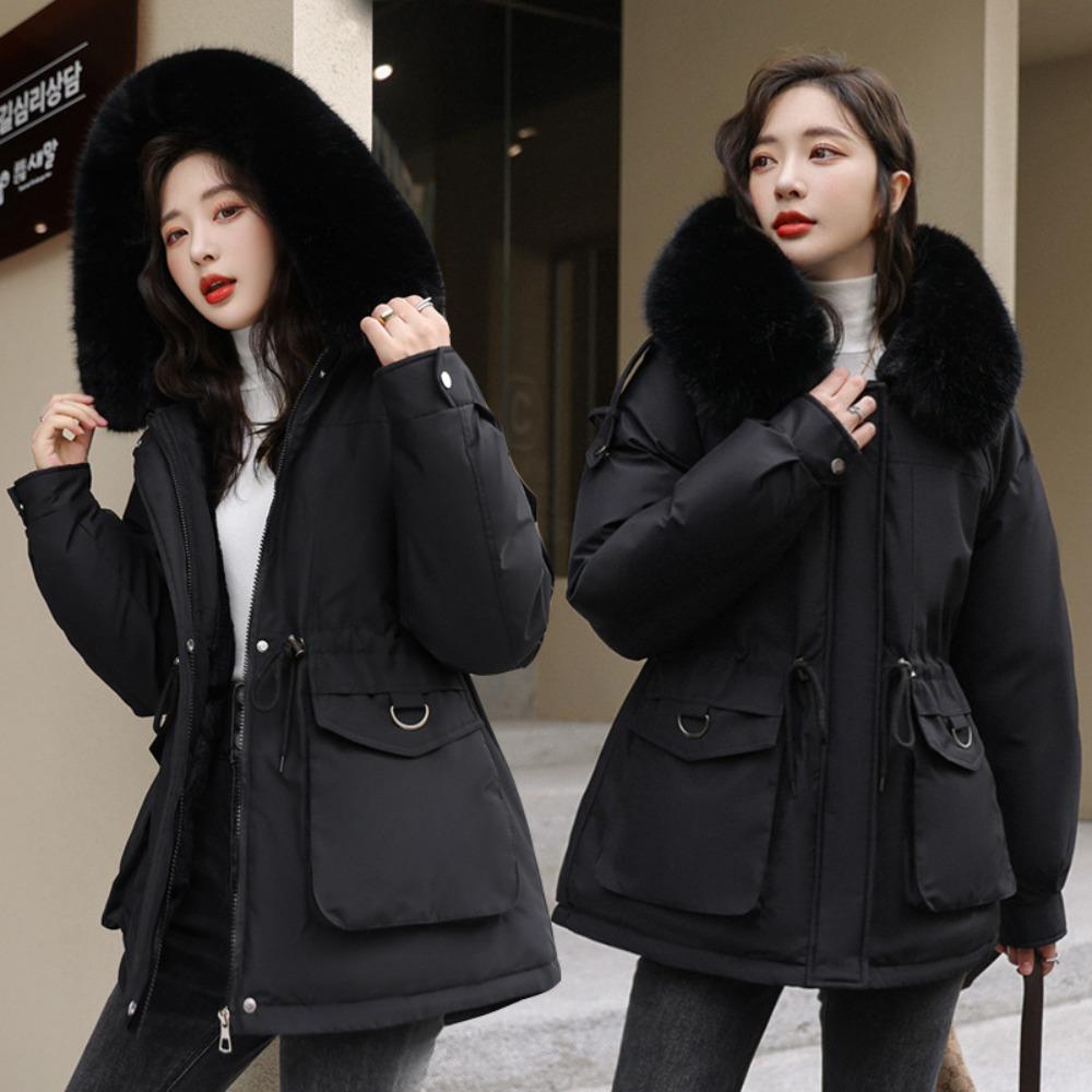 Women's Medium and Long Cotton-padded Clothes, the New Loose Korean Version of Fur Collar Velvet Pie Overcomes Down Cotton Clothes and Winter Coats.