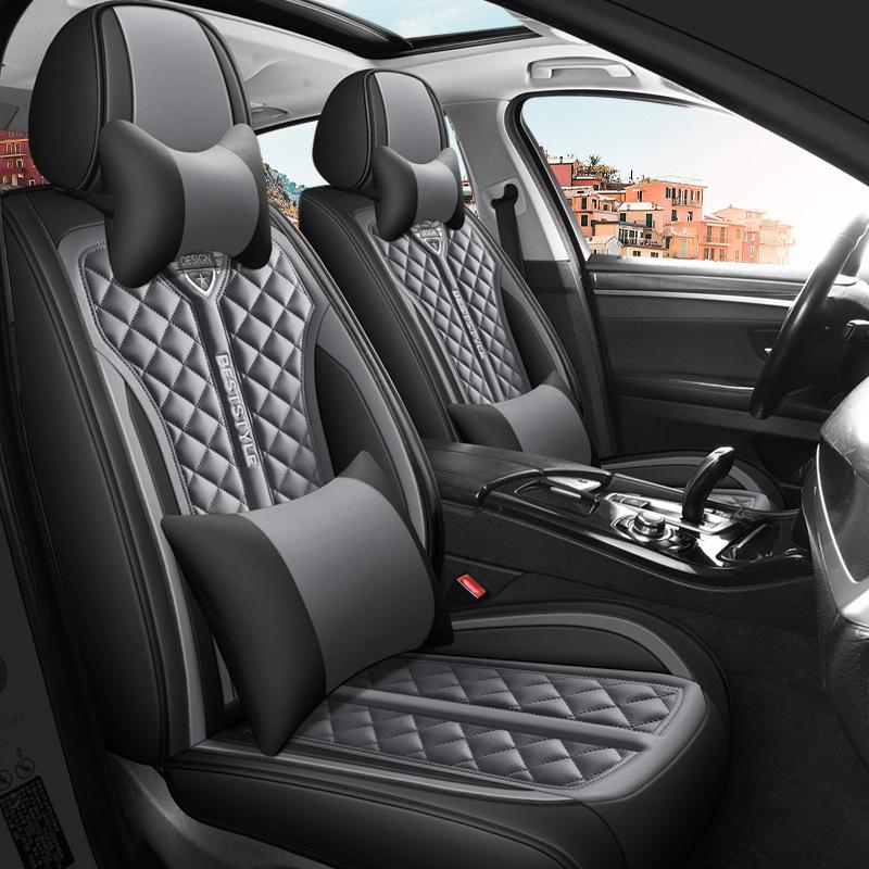 Universal Four-Season Cartoon Leather Car Seat Cushion Set for Five Seats