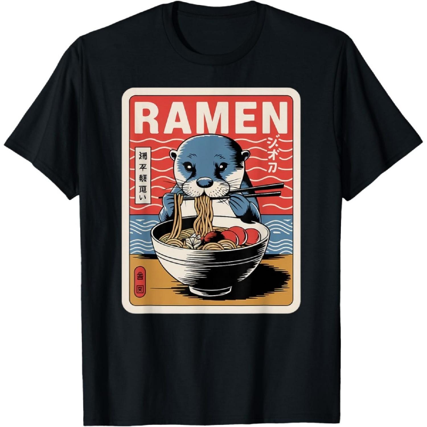 Аниме Выдра Манга Каваий Отаку Нэко Японский Рамен Выдра Футболка S