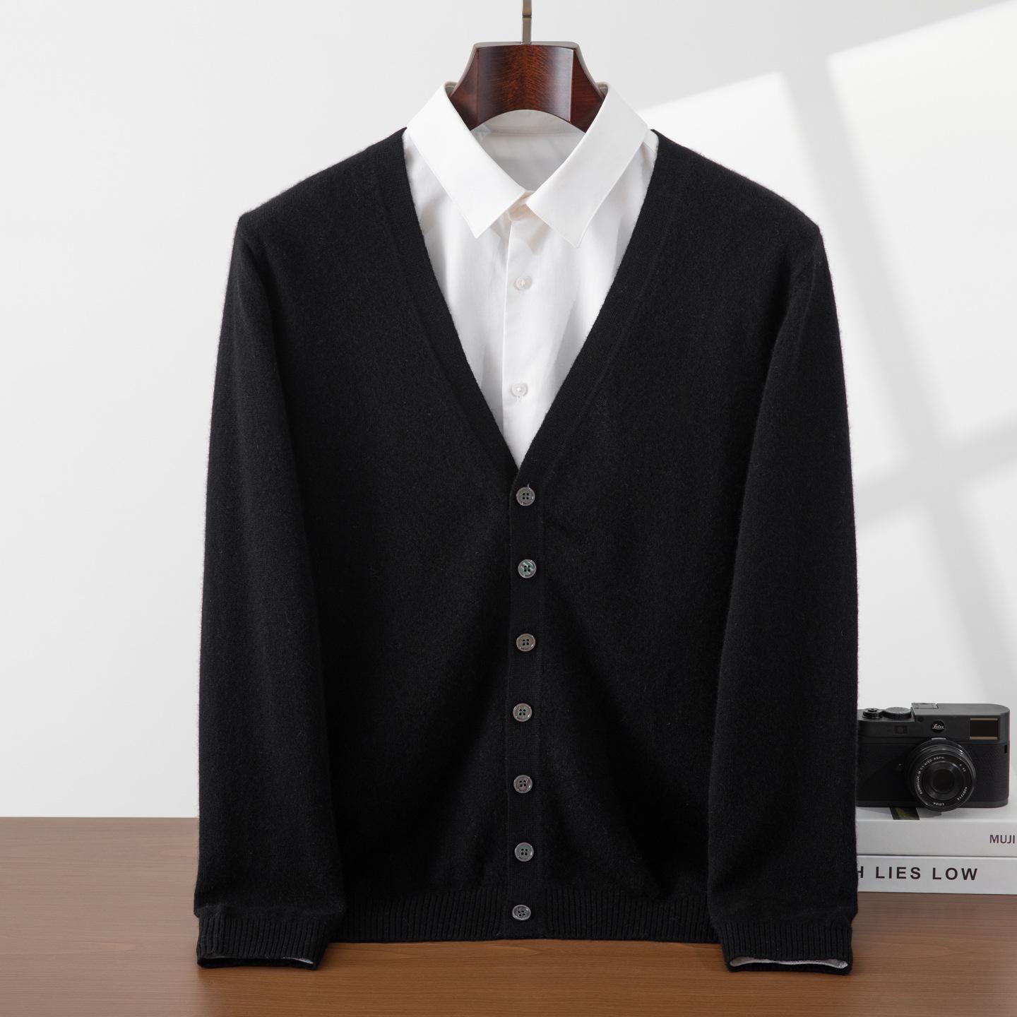 

Men s 100% Pure Cashmere V-Neck Cardigan - Soft, Skin-Friendly, Button-Up Knitwear Large