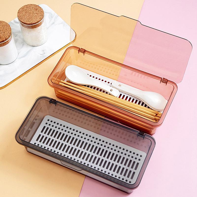 Porte-baguettes ménager avec couvercle, étanche à la poussière et égouttant, cage à baguettes, boîte de rangement pour vaisselle de cuisine