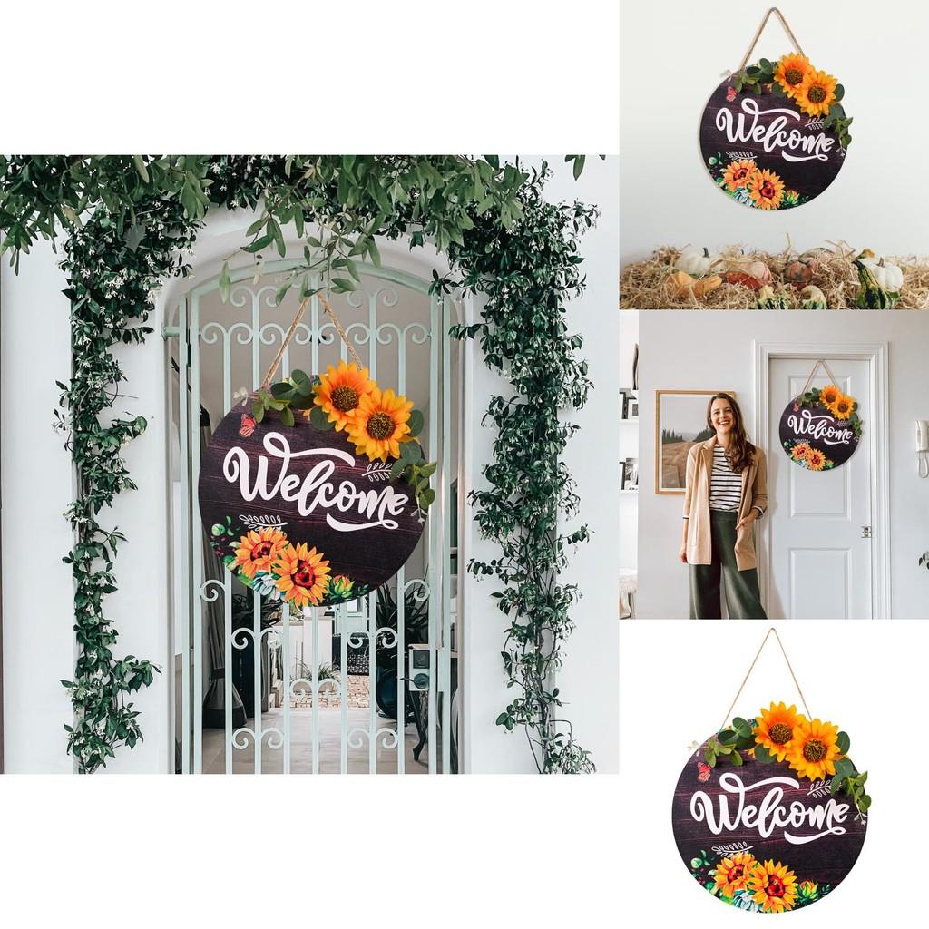 Sunflower Welcome Cheerful Circular Door Sign For Cozy Fall Atmosphere Home