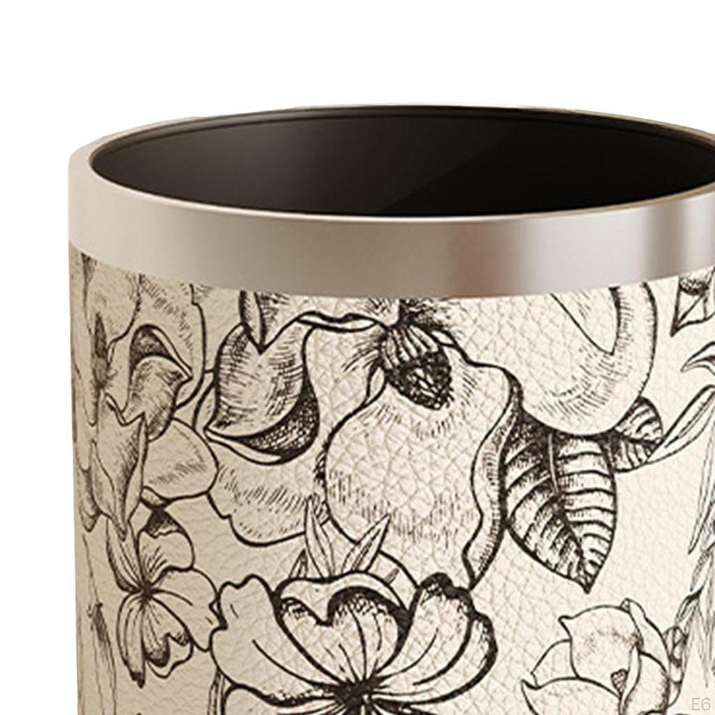 American Style PU Leather Wastebasket for Dorm and Bathroom