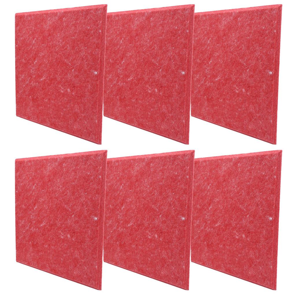 6 szt. Płyta Dźwiękochłonna Akustyczna Poliestrowa Włókna Dźwiękoszczelne Ognioodporne Panele Wyciszające(Czerwony )