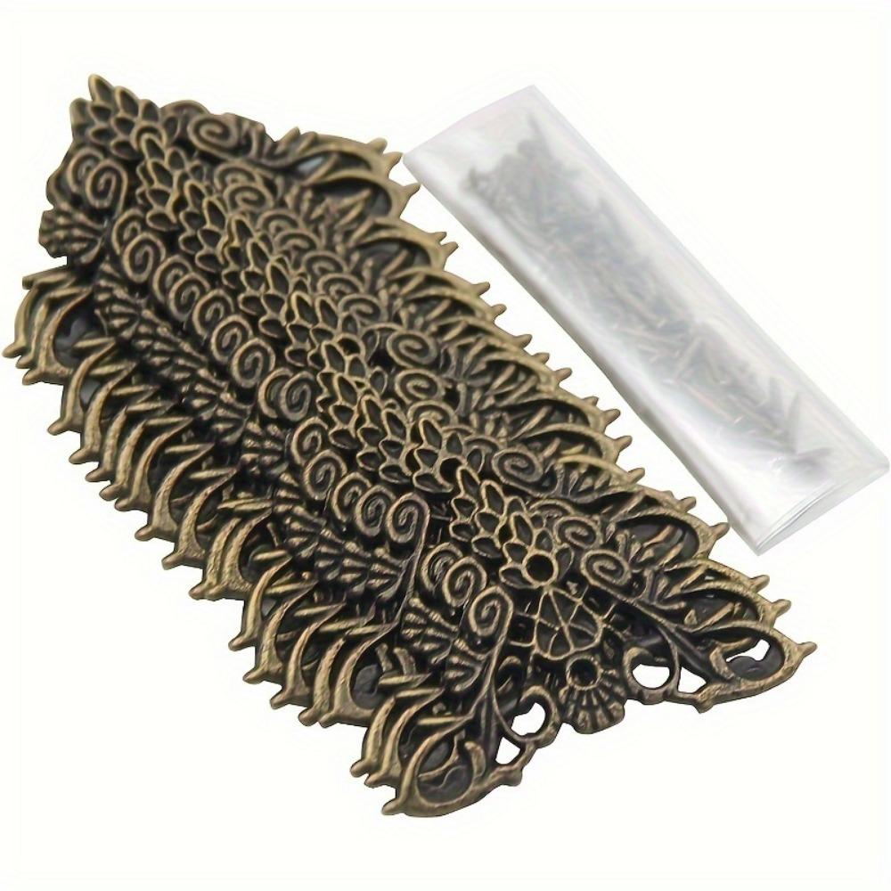 26pcs Vintage Bronze Metal Corner Covers for Furniture & Crafts - Easy Install, Durable Decorative Appliques