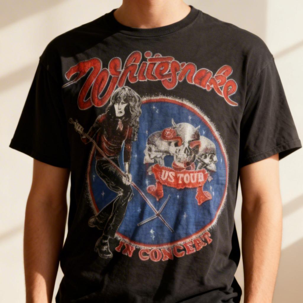 Винтажная футболка WHITESNAKE TOUR конец 70-х начало 80-х Черная футболка Новая с биркой Унисекс M
