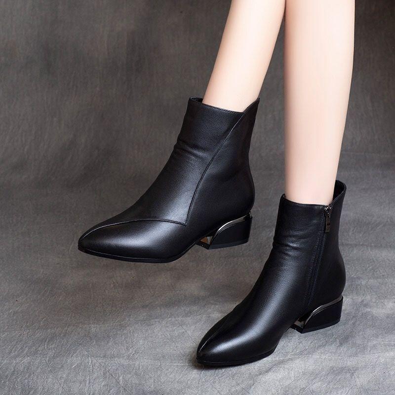 Short boots women's Martin boots spring and summer new thick heel low heel short boots pointed fashion boots