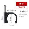 100Pcs/Set Plastic Metal Nail In Cable Clips Black Coaxial Cable Clamp  for Home Office Workshop