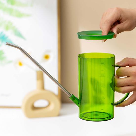 Vattenkanna med lång pip 1L Vattenkanna med bred öppning Transparent vattenkanna med dusmunstycke för hemträdgårdsskötsel Kontor Inomhusväxter