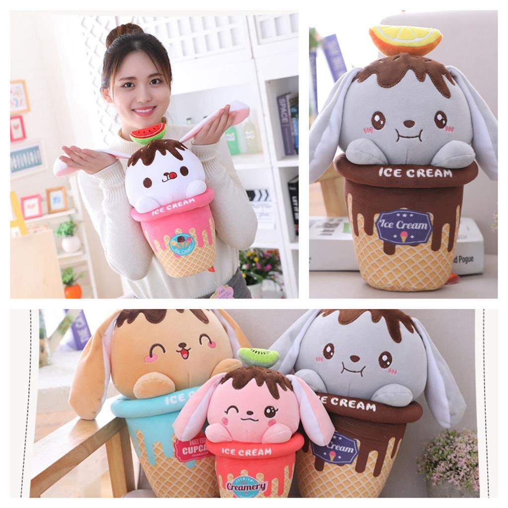 Ice Rabbit Cream Plush Toy Cute Doll Soft Stuffed Decor Birthday Gifts Kids Girl