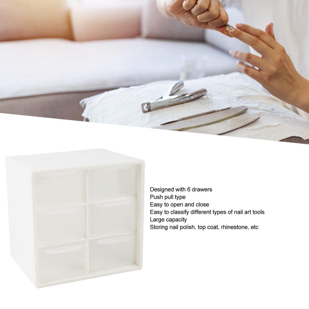 Plastic Nail Polish Organizer 6 Drawers Desktop Drawer Organizer Daily Beauty Tool Storage