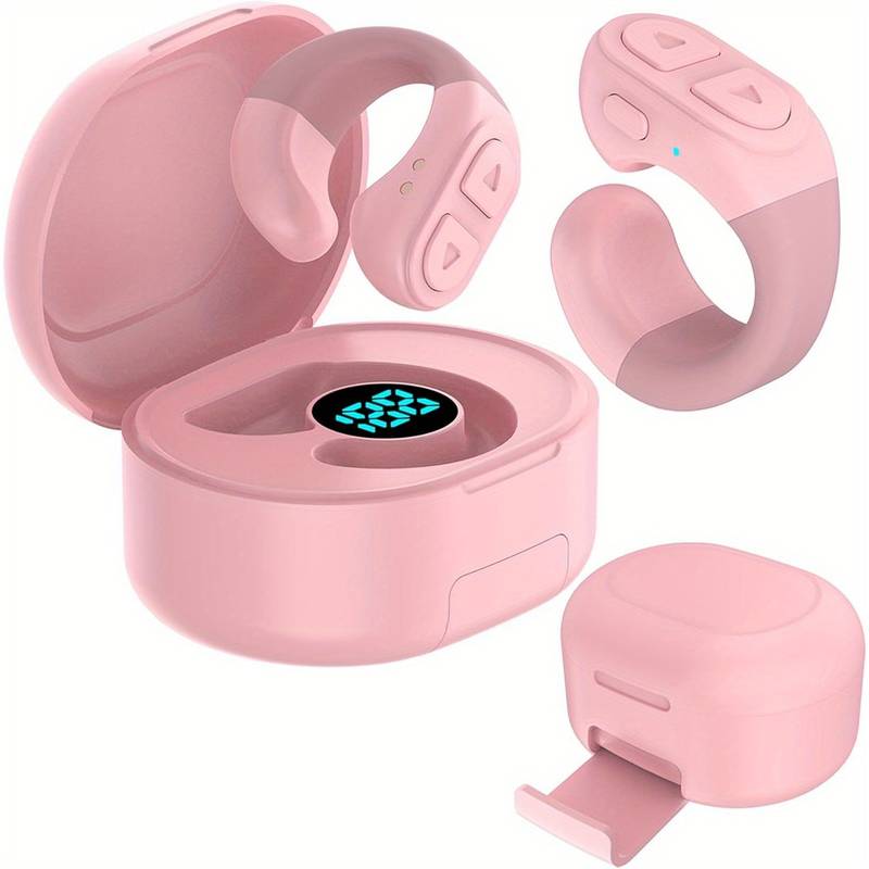 Tiktok BT Smart Scrolling Ring Remote Page Turner with Cell Phone Stands Wireless Camera Shutter Selfie Button - for iPhone iPad Android (Black)