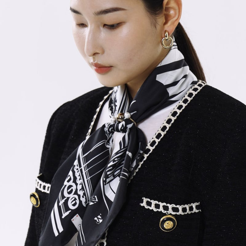 ONSZ Black and White Sketch Silk Scarf