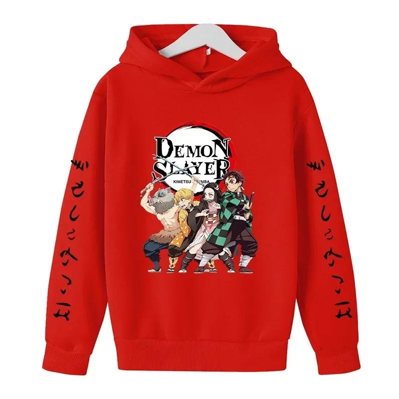 New Spring Autumn Demon Slayer Hooded Children's Hoodie Kids Clothing Hoodie Boys Long Sleeve Anime Yaiba Pullover Sweatshirt