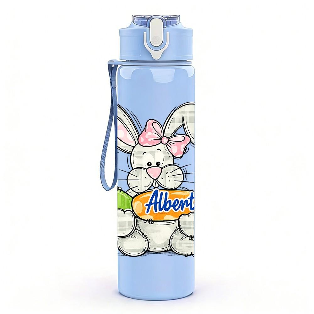 1PC Easter Bunny Cute Rabbit Cartoon Print 750ml Color Plastic Sports Water Bottle Leakproof Flip Straw Lid Suitable for Sports Office Home Use