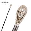 White Resin Feather Skull Head Walking Cane Fashion Decorative Steel Stick Gentleman Elegant Cosplay Cane Knob Crosier 97cm