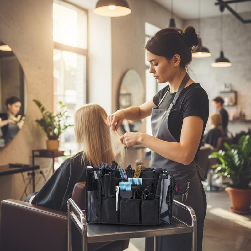 Professional Stylist Storage Bag For Hairdressing Tools Breathable Mesh Zipper Design Heavy Duty Polyester Construction