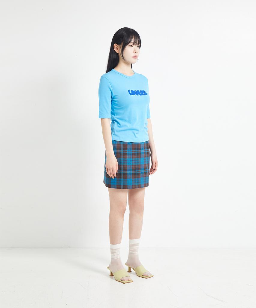Cotton Rivers Club Color Check Skirt (Blue)