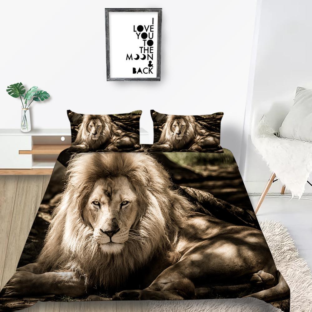 2023 Bettwäsche-Set im neuen Stil, Anzug, Tiger-Muster, Bettbezug, Hunde, Bettbezug, Lions, Teenager, Jungen, Einzelbett-Set, Heimtextilien mit Kissenbezug